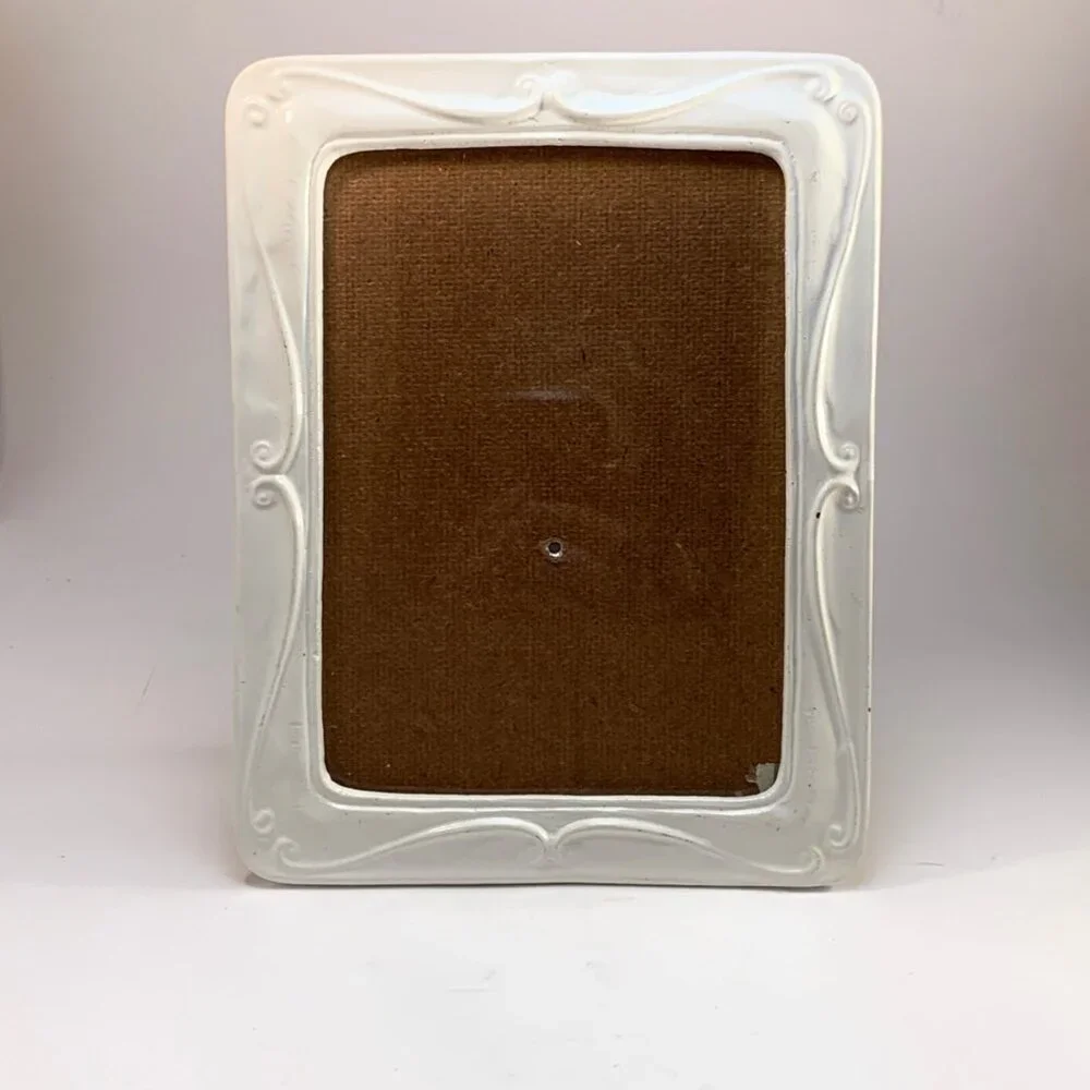 VTG French Country Creamy Off-White Metal Picture Frame‎ 5
